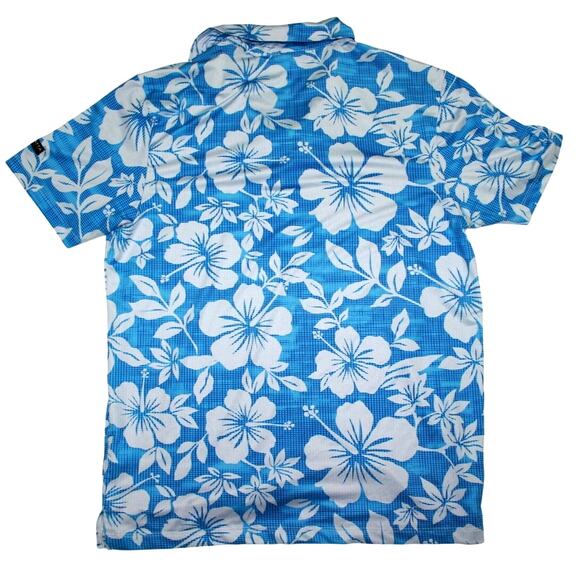 Yata golf Mens Blue leaf print Polo Size Medium - Picture 2 of 6